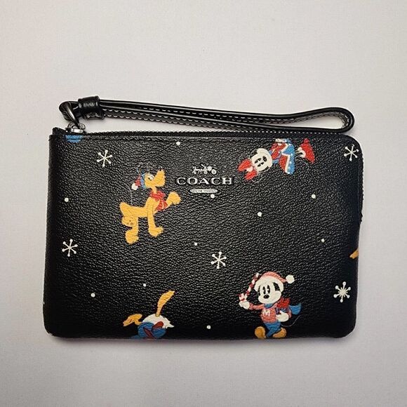Coach Handbags - NWT Coach CN031 Disney Corner Zip Wristlet Holiday Minnie Mickey Daffy Pluto
